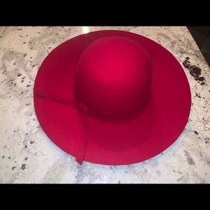 Red wide brim floppy hat